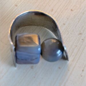 Art Deco Silver Vintage Boho Hippie Aesthetic polished stones one of a kind.